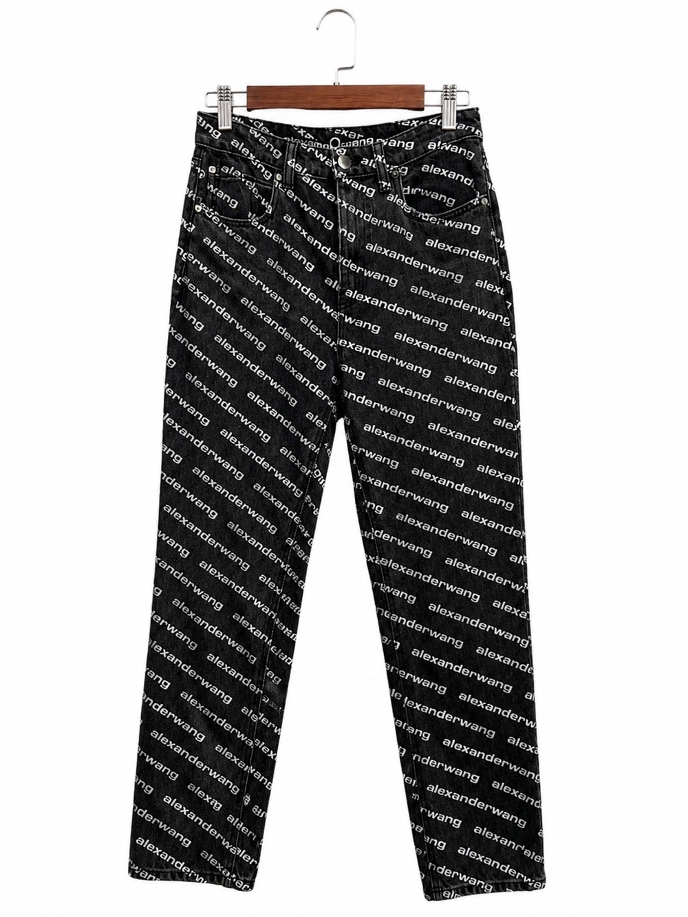 Alexander Wang Black Logo-Print Chinos